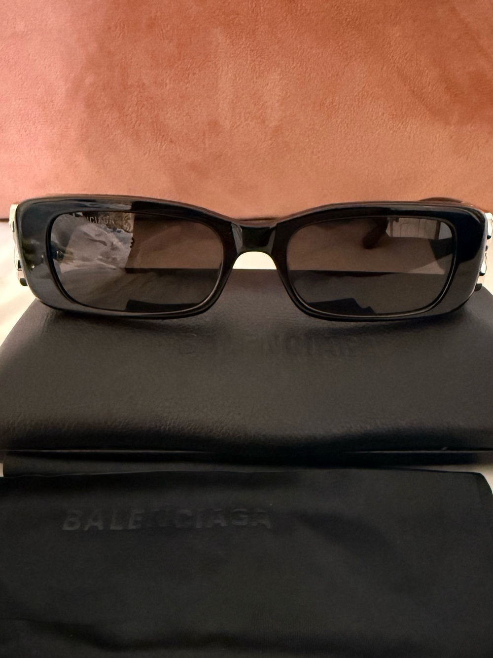 NEW Balenciaga Dynasty Crystal Black Rectangular Sunglasses - Picture 2 of 14